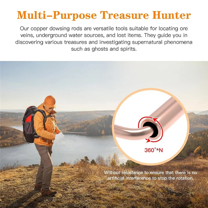 B58B-قضبان التغطيس المصنوعة من النحاس النقي مكونة من قطعتين، قضبان التكهن مع البندول وحصيرة العرافة للمياه (مع حقيبة وقفازات)