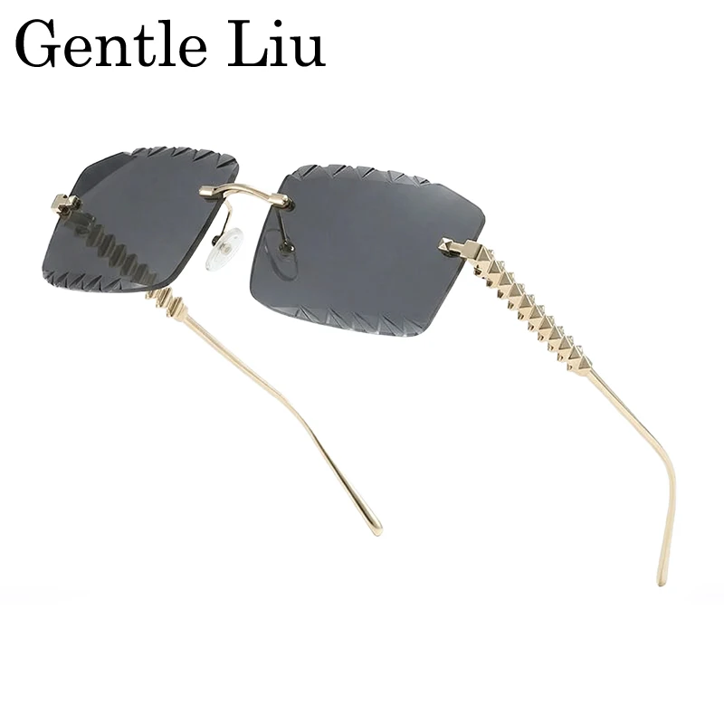 

Солнцезащитные очки Y2K без оправы, квадратные, мужские, 2026, люксовые дизайнерские, безрамные, с обрезанными краями, металлическая оправа, в стиле панк, винтажные, модные очки-шамейки