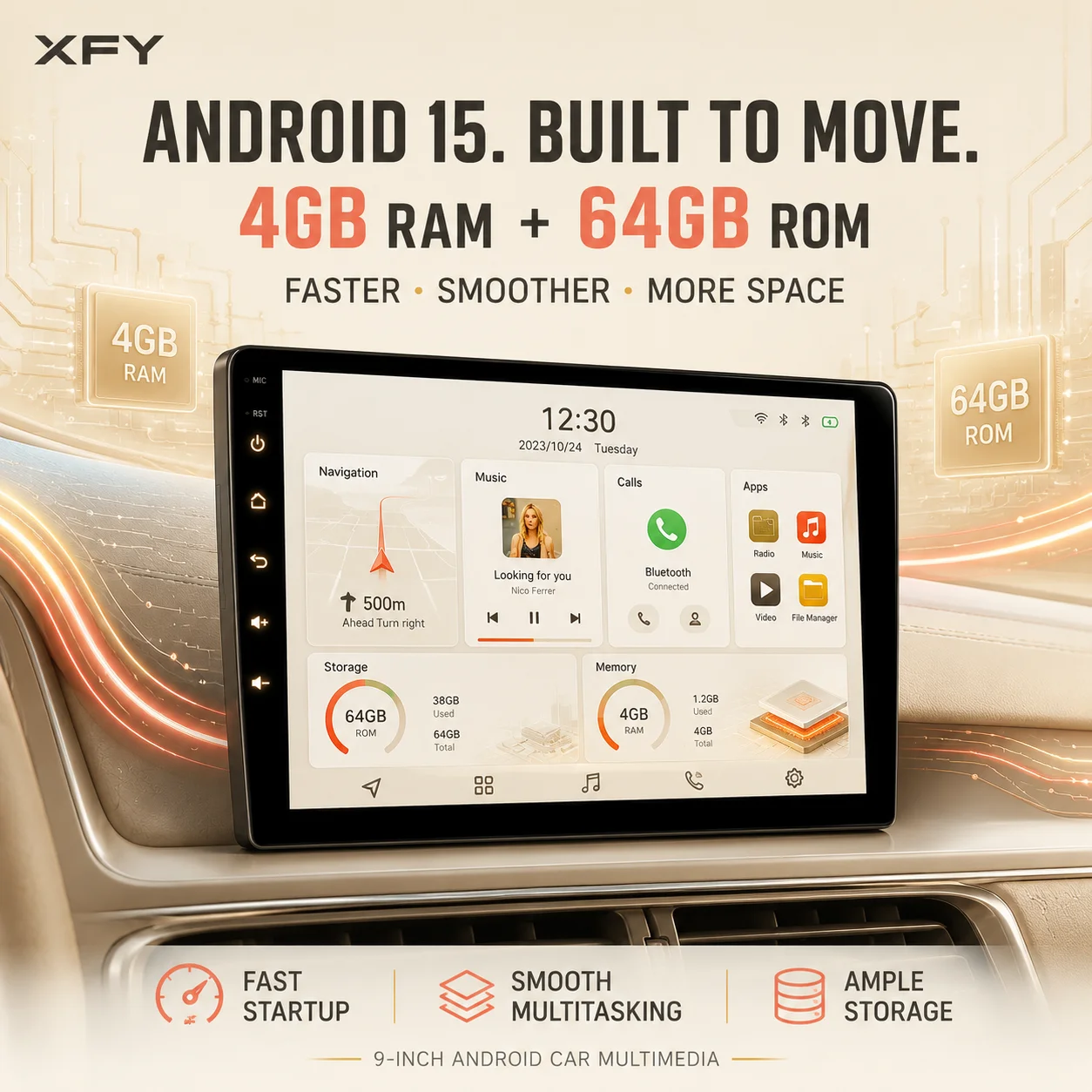 XFY 7/9/10 inch Universal Android 15 Car Radio 64G Autoradio Android 2Din Car Radio GPS BT Central Multimedia Smart Car Systems