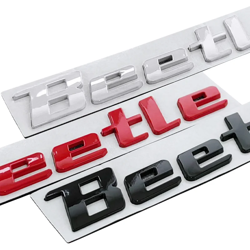 3d Metal Chrome Black Logo Beetle Emblem Letters Nameplate Car Trunk Fender Badge For Beetle Sticker Accessories