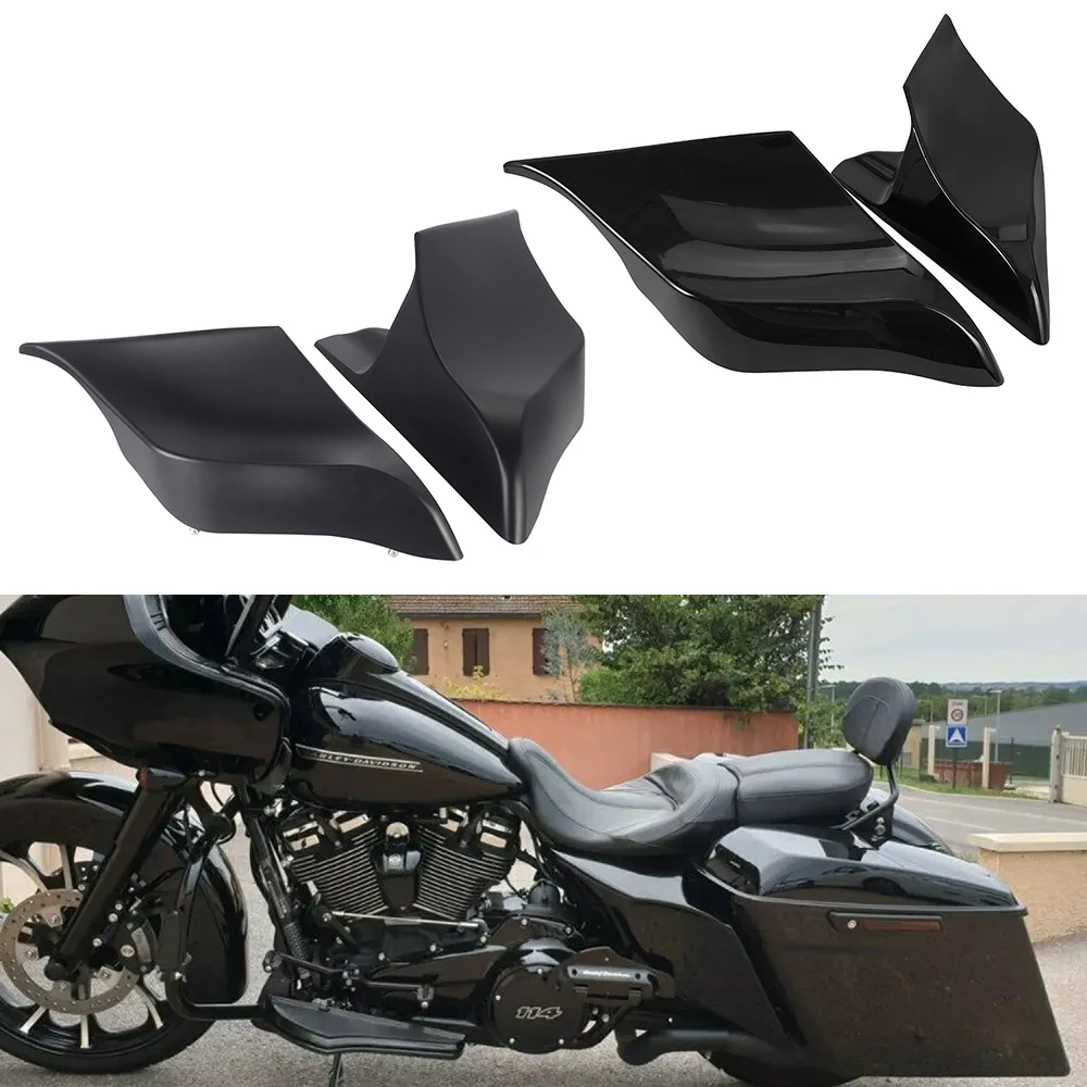 1 para motocykl rozciągnięty przedłużony panel osłony bocznej matowy czarny/gloss czarny dla Harley Touring Electra Road Glide 2014-2023