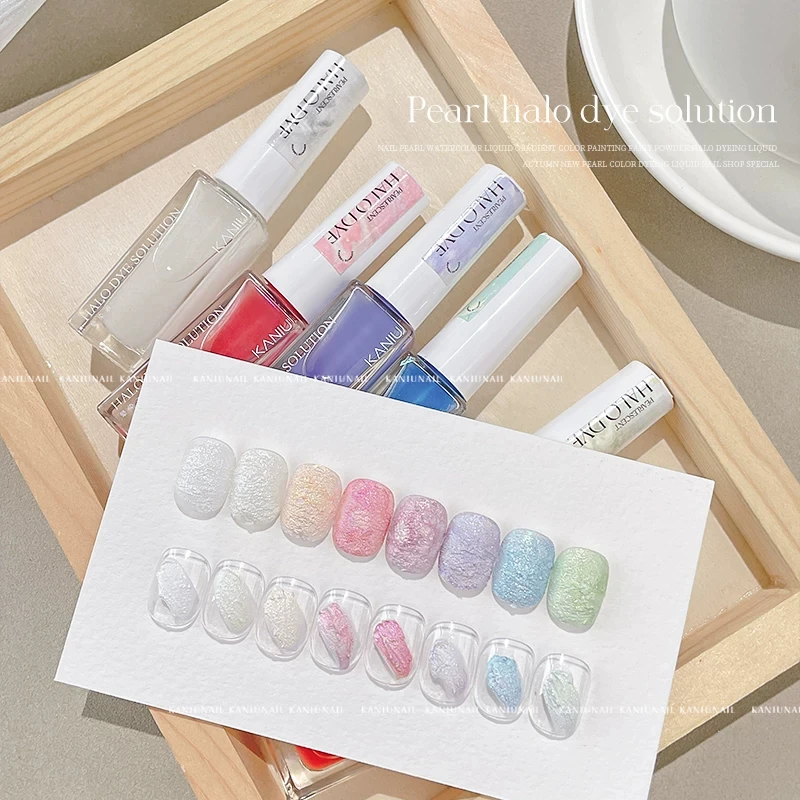 12ml Nail Art Pearl Gradient Liquid Quick-Dry Color Gradient Pearl Watercolor Nail Dye Liquid Fairy Pigment Nail Blooming Liquid