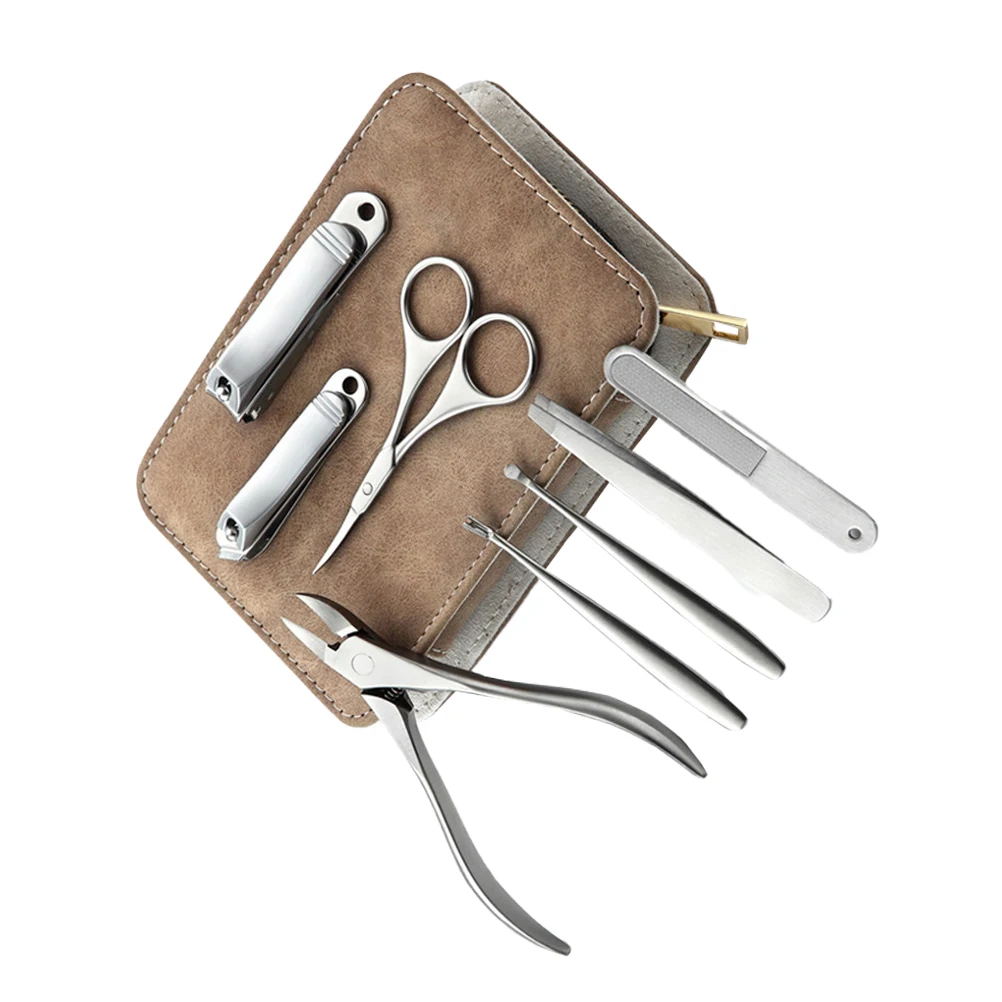 مجموعة واحدة من أدوات قص الأظافر المصنوعة من الفولاذ المقاوم للصدأ ومقص أظافر احترافي مع حافظة من البولي يوريثان #4