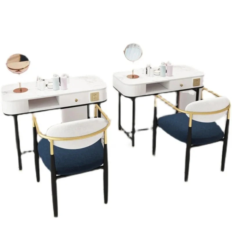 Nordic Marble Slate Manicure Table For Commercial Furniture Nail Station Light Luxury Design Upscale Professional Manicure Table