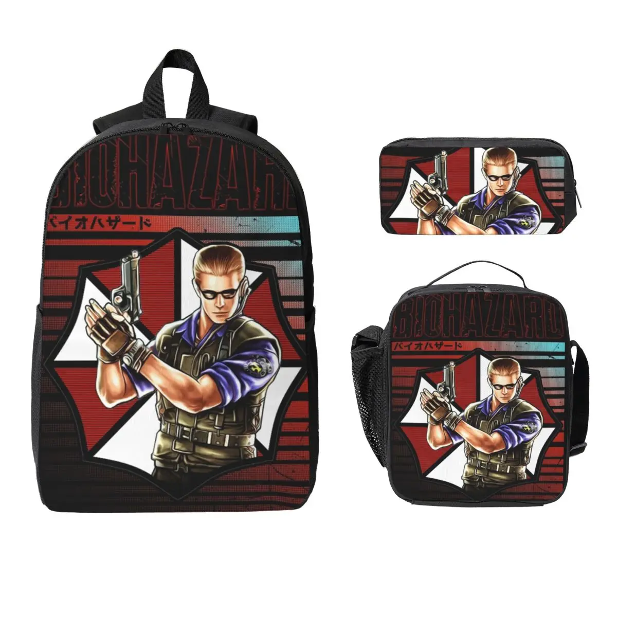 

Albert Wesker Backpack Student Boys Girls BookBag School Bag Laptop Shoulder Bags 3ps Insulated Lunch Bag Pencil Case