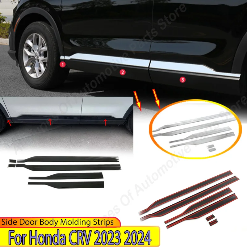 

Car Exterior Side Door Body Molding Strips for Honda CRV 2023 2024 Car Side Skirt Splitters Auto Accessories Body Kit Tuning
