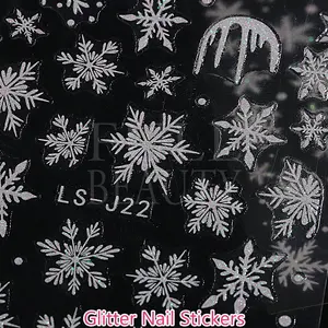 Glitzer natal 3D-Nägel Aufkleber Schneeflocken Weihnachten Elch Winter Schnee Schieberegler Design Pulver Helles Herz Französisch Abziehbilder von Nagel LS-J21 12 Hauptverkaufsaufkleber -Nägel Gel - №10