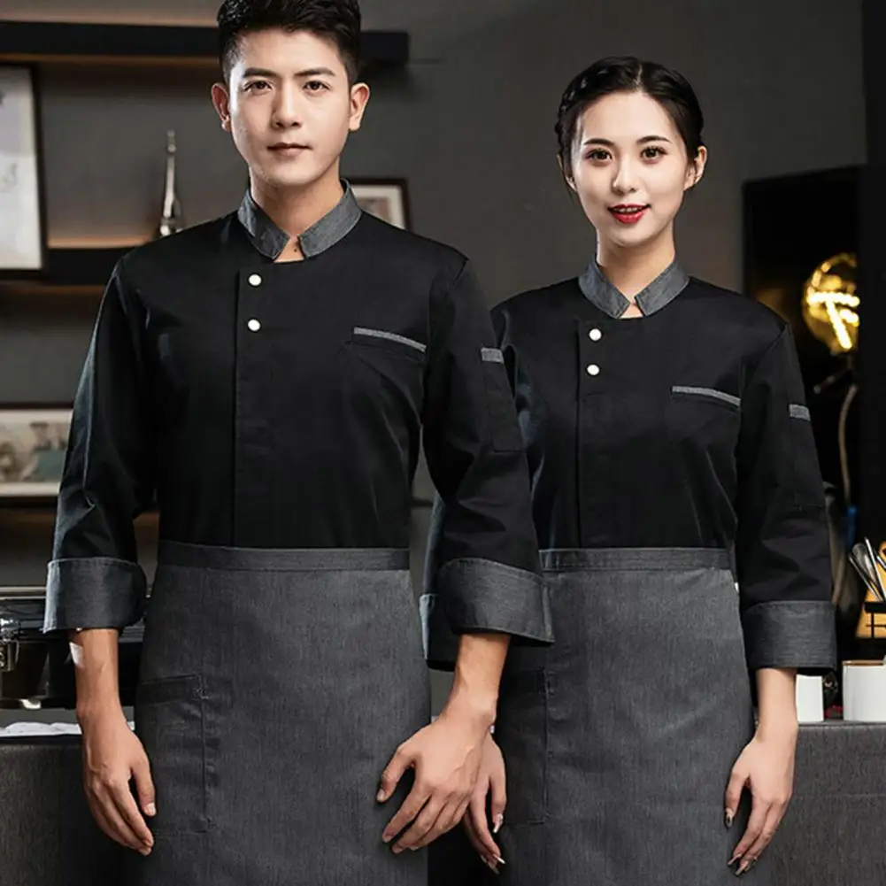 Trendy Chef Uniform Lightweight Stand Collar Quick Drying Men Women Chef Shirt Pastry Clothes  Chef Shirt Oil-proof