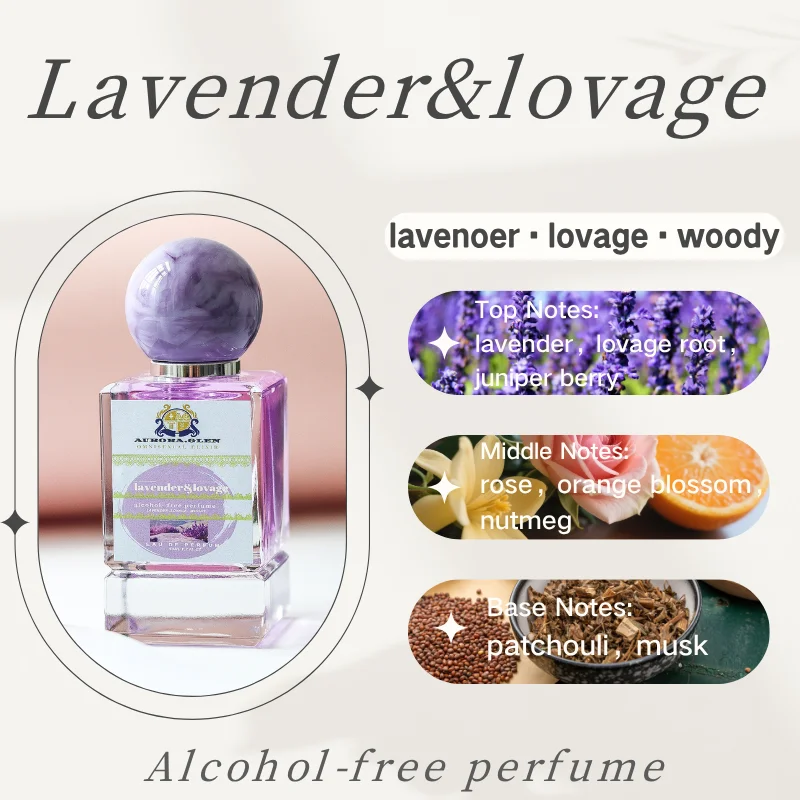 

Lavender&Lovage Alcohol Free Unisex Perfume Fougère Woody Fragrance with Lavender, Musk Patchouli EDP man and women perfume