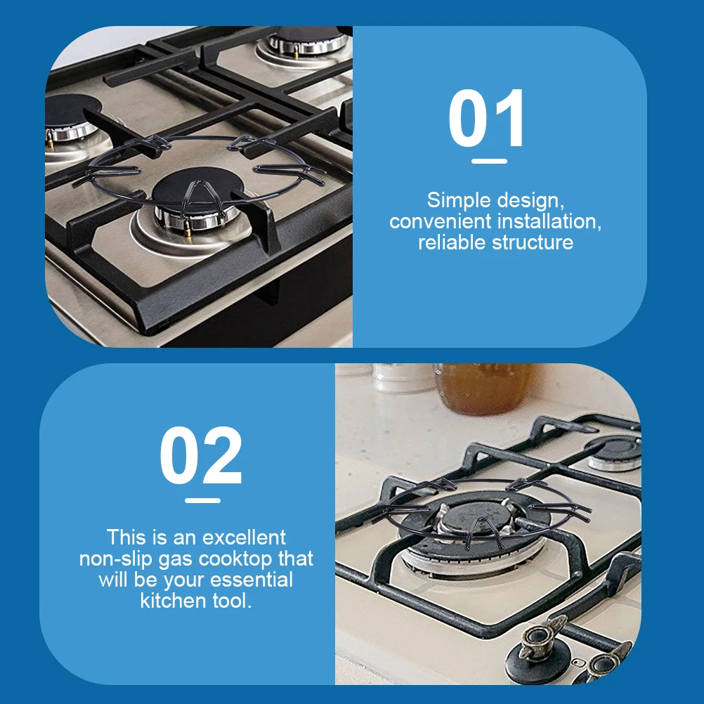 

4pcs Non-slip Pot Rack Black Stove Brackets Wrought Iron Gas Cooktop Kitchen Storage Tool Stable Surface High