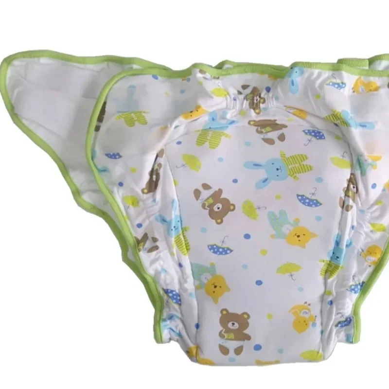 ABDL Adult Baby Diaper Brief Cartoon Pattern With Inside Padding Cotton Training Pant Washable Diaper Panties Study Pants Couple