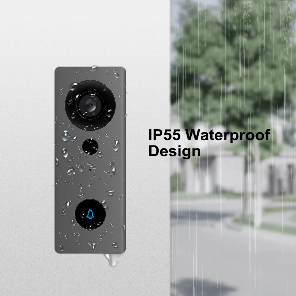 Bel Pintu Video Nirkabel WIFI IP Tuya APP 2MP 1080P dengan Sudut Lebar 140 Derajat H.265