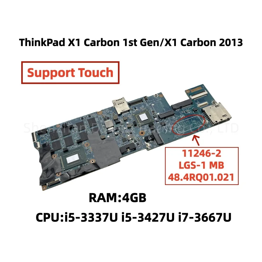 11246-2 para Lenovo ThinkPad X1 Carbon 1st Gen/X1 Carbon 2013 placa base para ordenador portátil con i5-3337U i7-3667U CPU 4GB-RAM 48.4RQ01.021
