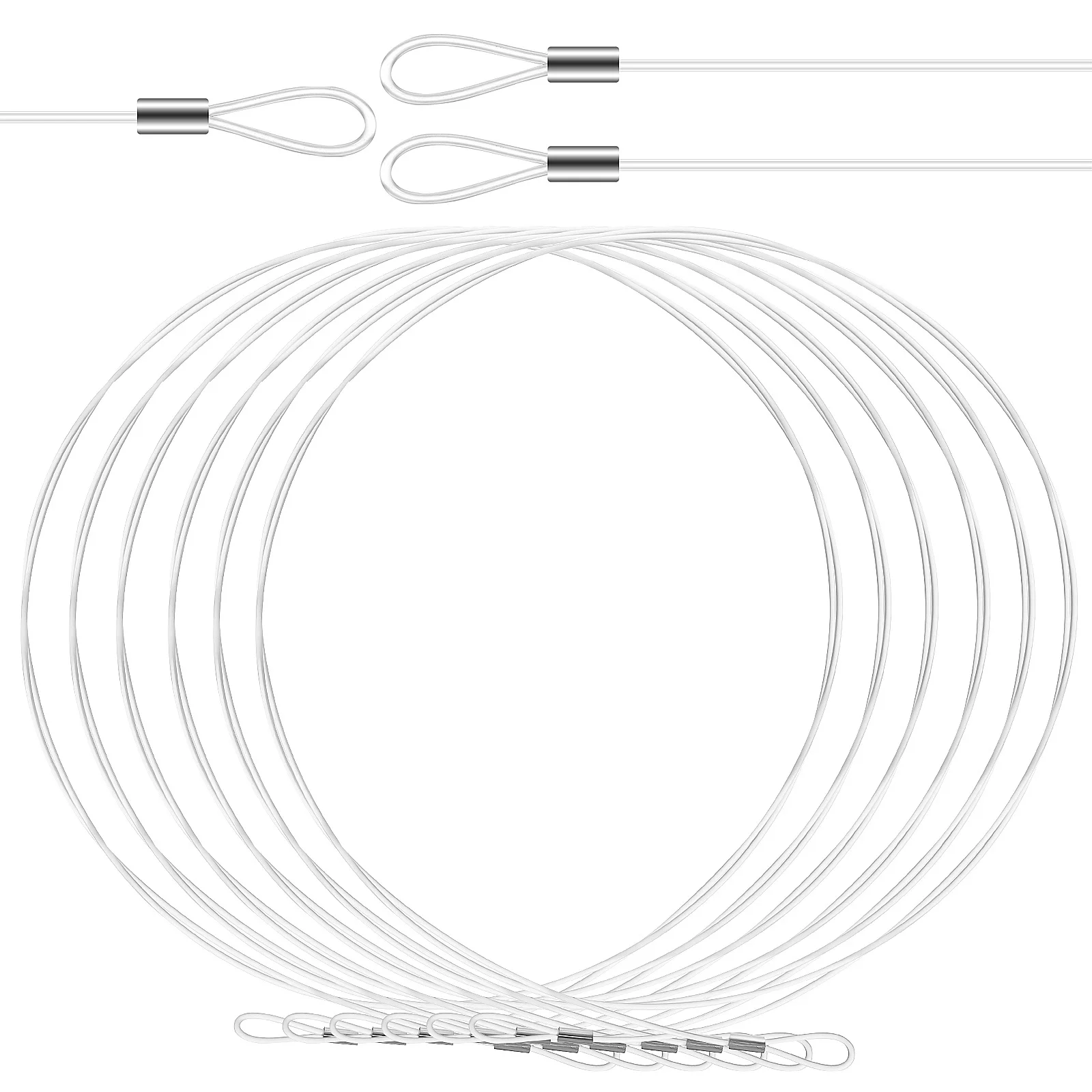

12Pcs Nylon Clear Hanging Wire Heavy Duty Double End Loops Picture Hanging Cord Clothesline Rope for Frames Garlands Ornaments