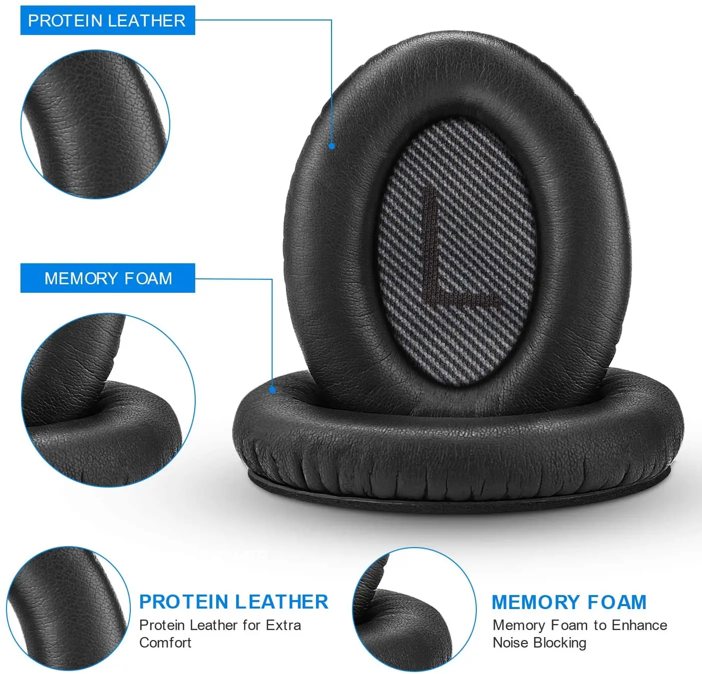 Replacement Ear Pads for BOSE QC35 QC45 for QuietComfort 35 45 & 35 II Headphones Memory Foam Ear Cushions High Quality