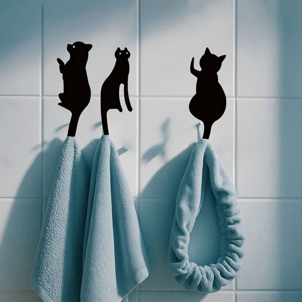 3-Piece Kitten Metal Wall Hanging Decor - Cute Animal Themed Hanging Art for Living Room, Bedroom & Doorway Decorations