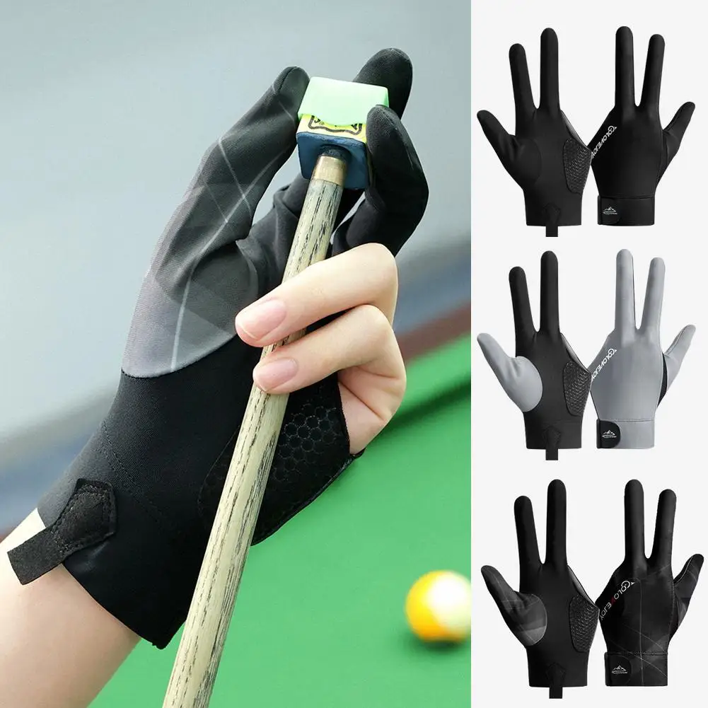 1PCS Three Fingers Billiards Glove Non Slip Elasticity Breathable Professional Billiard Training Gloves Accessories