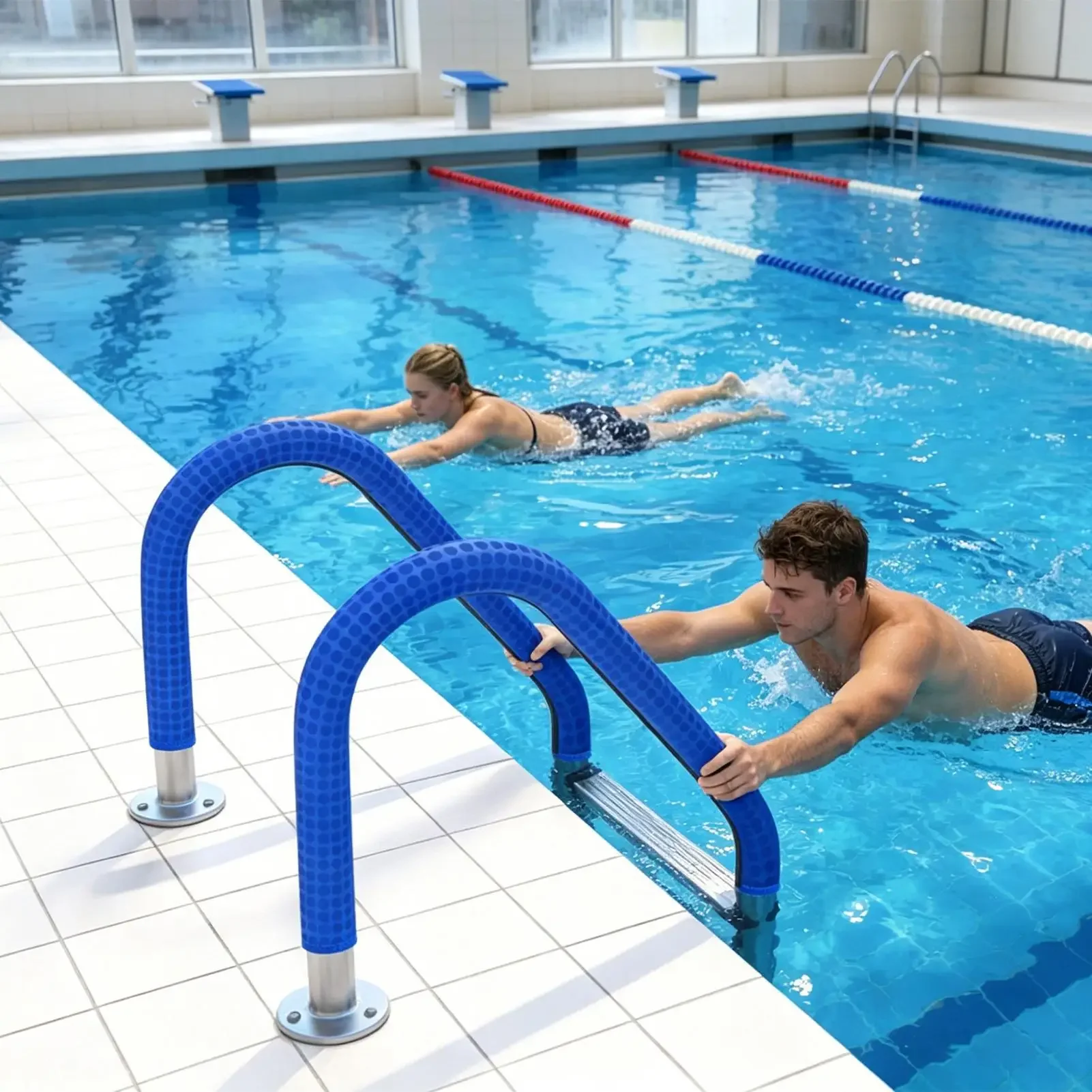 2 Piece Pool Railing Covers Rubber Non-Slip Safety Handrail Covers Sleeve for Ground Public Community Hotel Resort