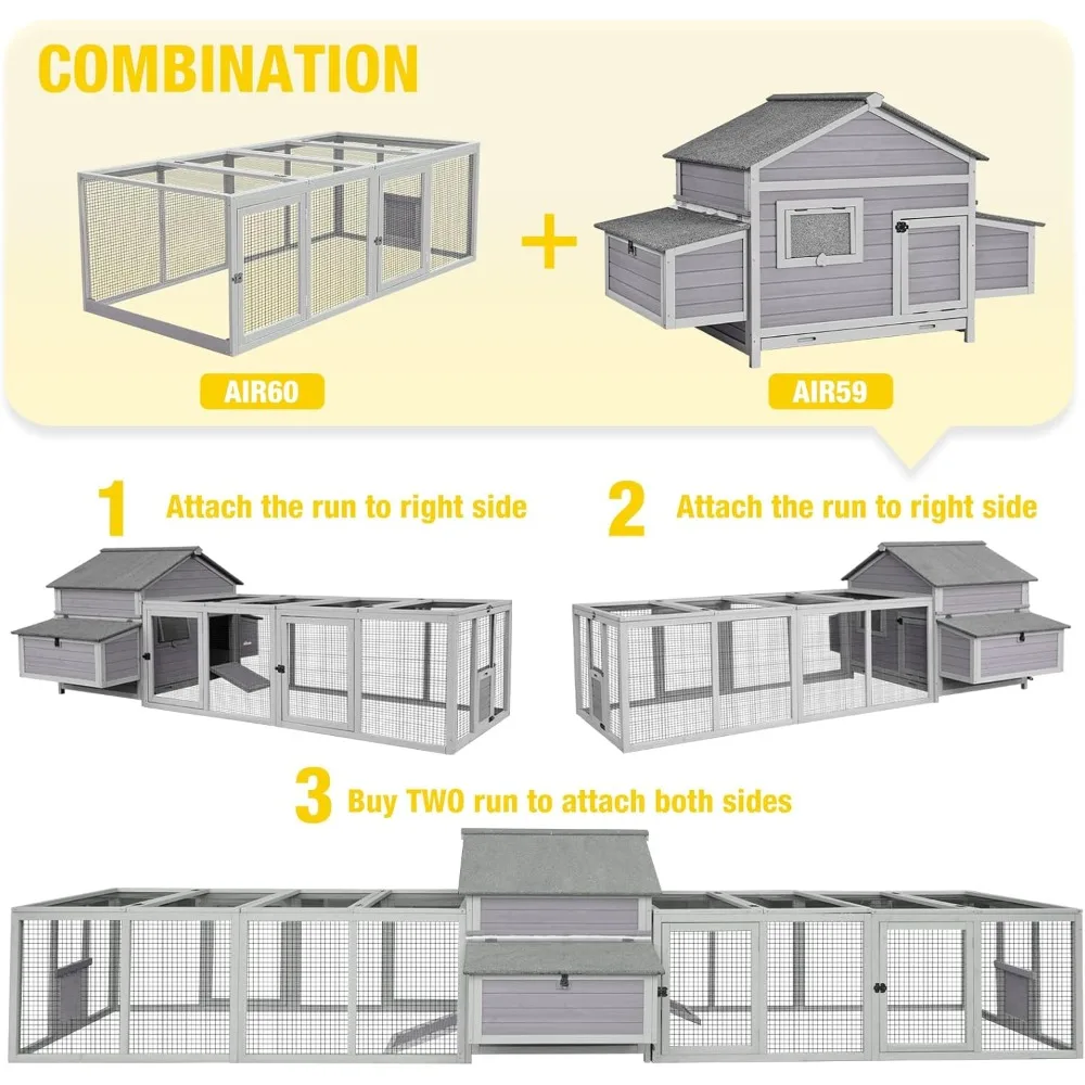 

Chicken Coop Extension Run Outdoor 20.73 ft² Large Coop Enclosure Chicken Tunnels for 4-6 Chickens