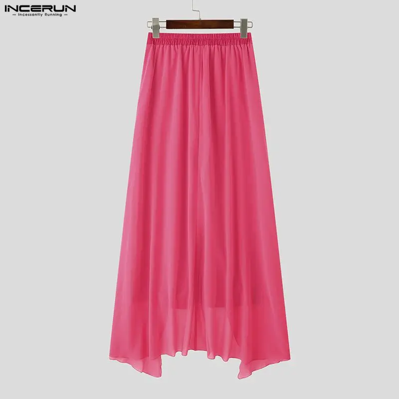 INCERUN الرجال السراويل المرقعة مرونة الخصر فضفاضة عادية السراويل الطويلة الرجال الشارع الشهير 2025 موضة الذكور غير النظامية السراويل S-5XL