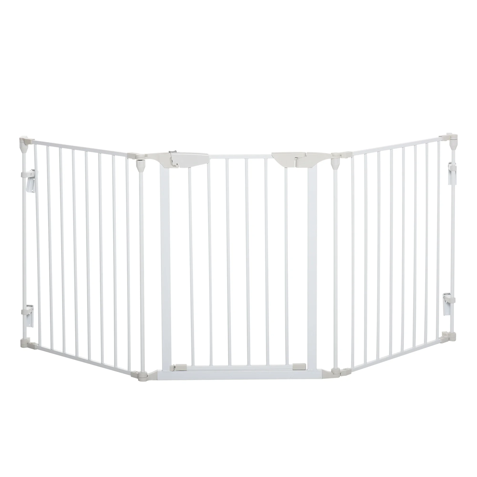 PawHut 3 Panel Foldable Dog Barrier with Smart Lock White