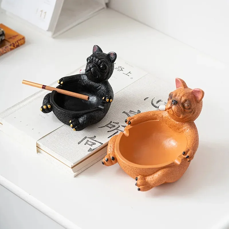 Creative Ashtray Anti-flying Ash Household Large Capacity Cute Cartoon Dog Resin Ashtray Home Decoration for Boyfriend Gift