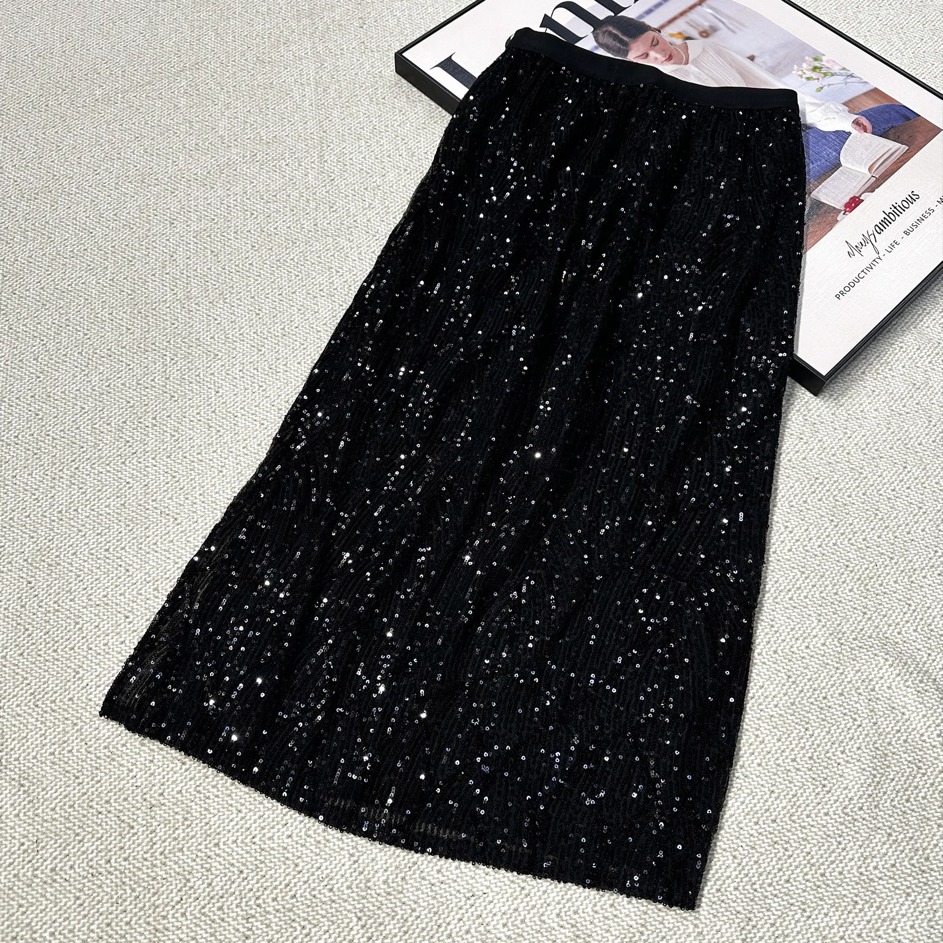 Women\'s Tassel Sequin Skirt, Elegant, High Quality, A-Line, Luxury, Female, Temperament Fashion, Autumn, 2023