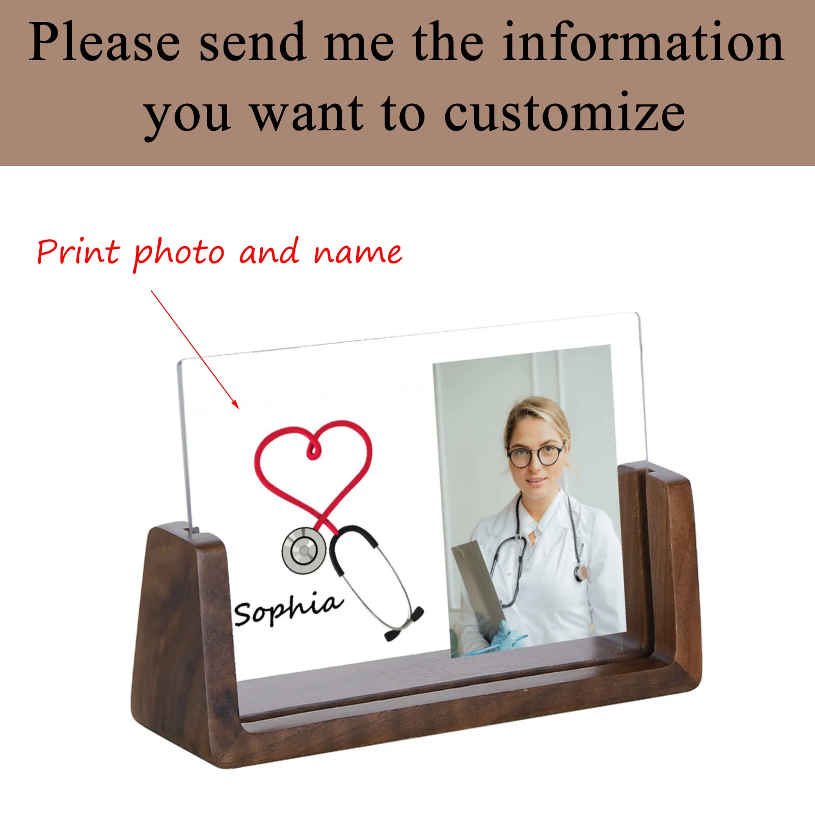 Personalized Acrylic Picture Frame for Nurse Graduation Retirement Gift for Women Her Friend Coworker Custom Name Photo Frame