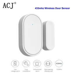 ACJ-Sensor de Porta Sem Fio, 433MHz, Mini Abertura da Janela e Função Reminder Unclosed, Alarme de Segurança Doméstica, Host/Painel, GSM