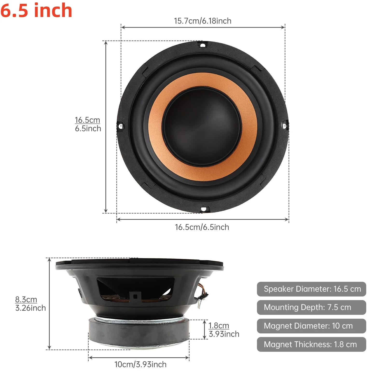 1pc 6.5/8/10 Inch Bass Loudspeaker Woofer Speaker for Car Audio / Home Theaters,Wide Frequency Response Car Audio Stereo Speaker