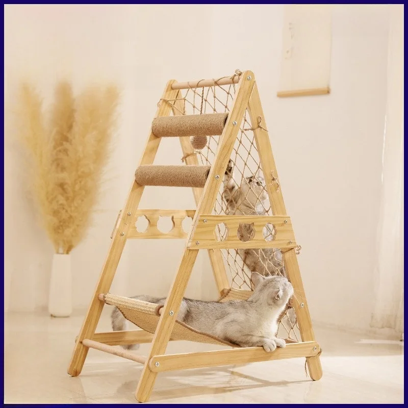 

Деревянная доска-когтеточка со встроенной лежанкой, устойчивая к разрывам, нескользящая лестница для питомцев, товары для любителей активного восхождения и игр.