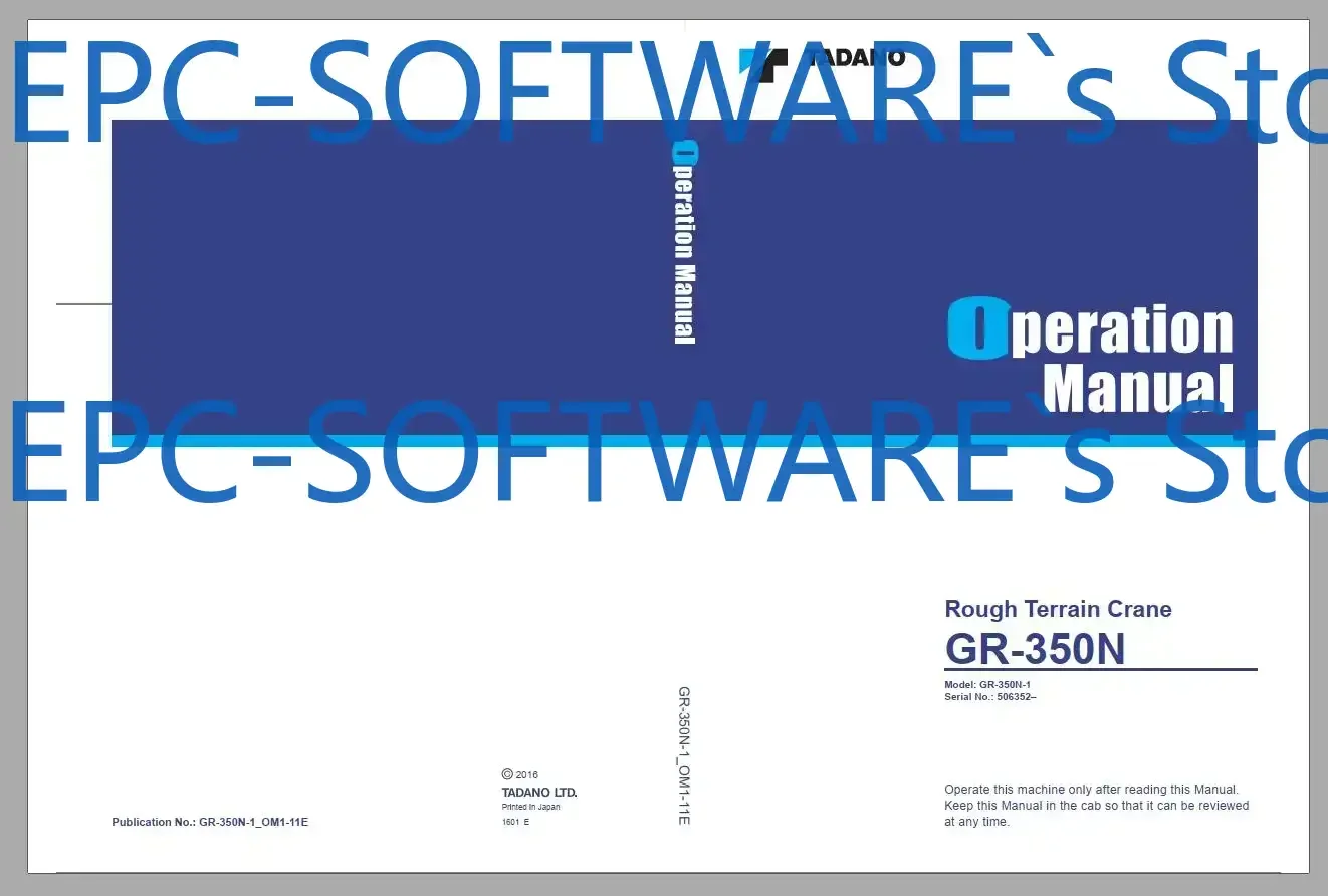 

Мобильный кран Tadano 2021, DVD серии GR,GT,TC,TL,TT,TR Все модели, руководство по эксплуатации и обслуживанию