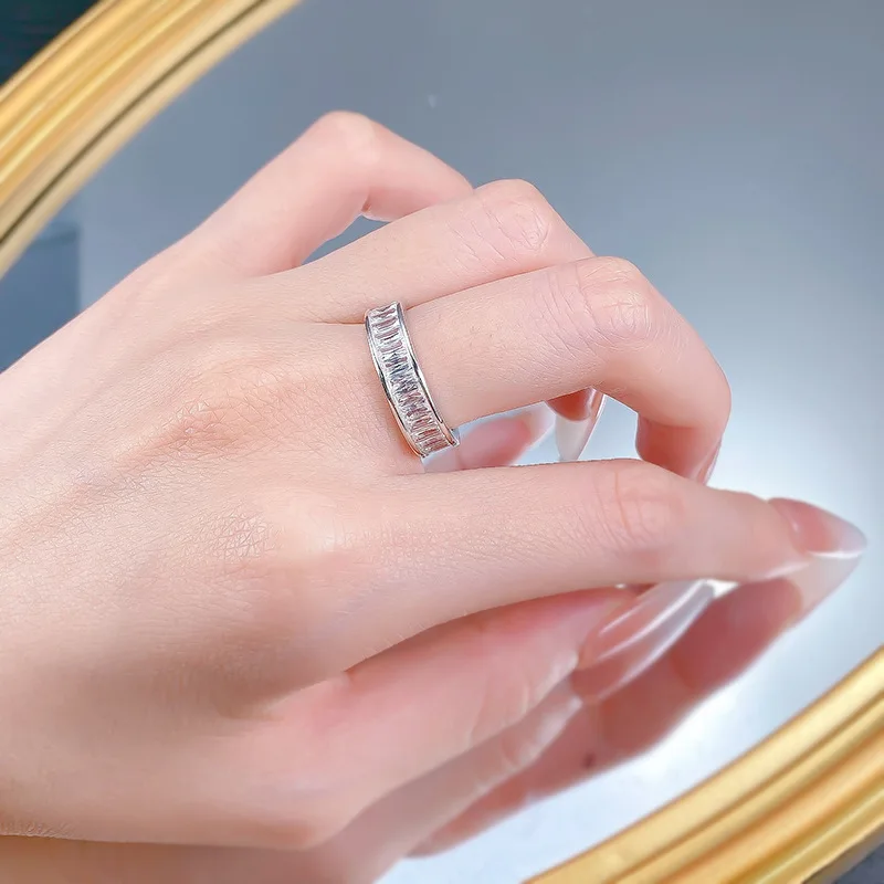 S925 فضة مماثلة مويسانيتي خاتم الخلود للنساء الرجال للجنسين خاتم الزفاف