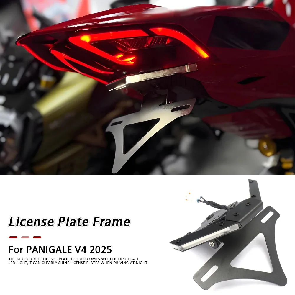 

For Ducati Panigale V4 2025 Motorcycle Accessories Number License Plate Holder Frame Rear Tail Tidy Fender Eliminator Kit