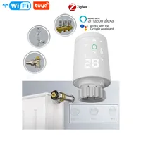 20252021 New Arrival Tuya ZigBee WiFi Smart Radiator Thermostat for Alexa with 6pcs TRV+1 Gateway
