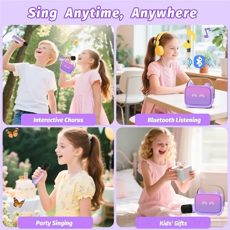 

Портативная мини-караоке-система Home Singing с RGB-подсветкой, эквалайзером, стереозвуком Hi-Fi, Bluetooth и 2 микрофонами для K-Song