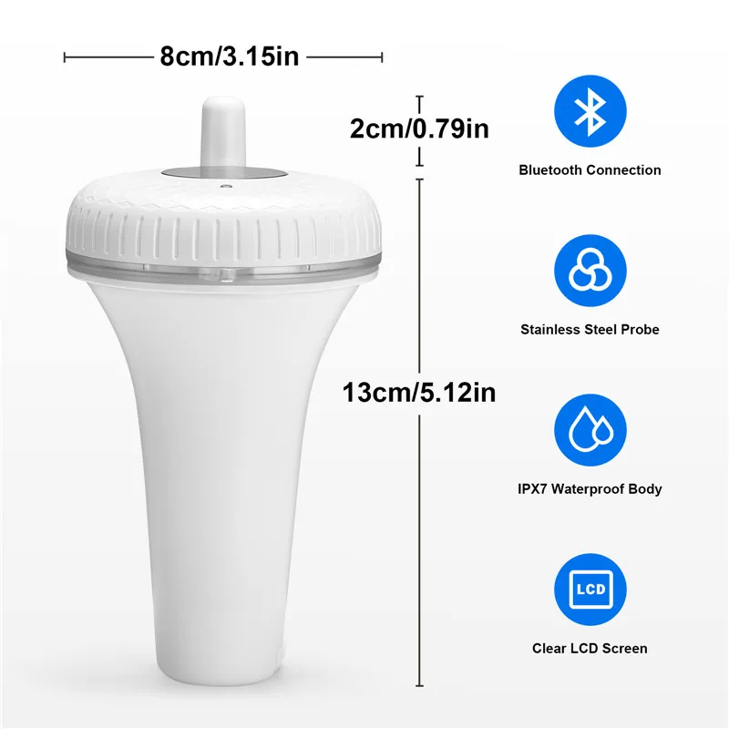 INKBIRD Bluetooth-compatible Waterproof Floating Thermometer Swimming Pool Temperature Sensor for Tub,Spas,Aquarium,Fish Ponds