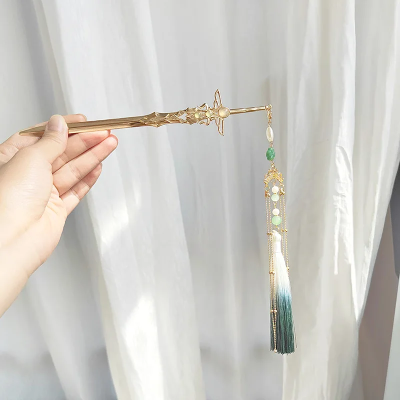 Sword Hairpin Tassel Coiled Hair Hairpin Ancient Style Hanfu Hair Tie Shaking Head Hairpin Simple Ancient Style Headwear