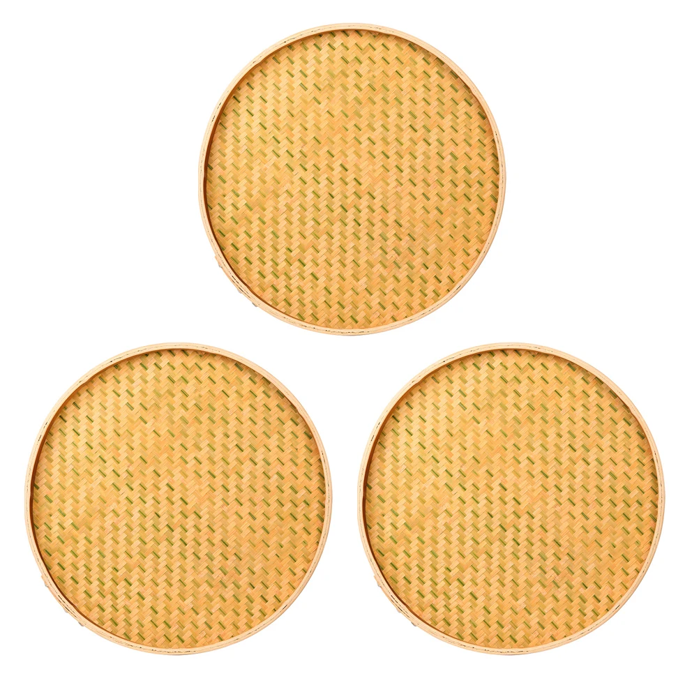 

3pcs Bamboo Dustpan Decorative Handwoven Sieve for Painting DIY Crafts Scene Ornament Long Lasting Durable Quality