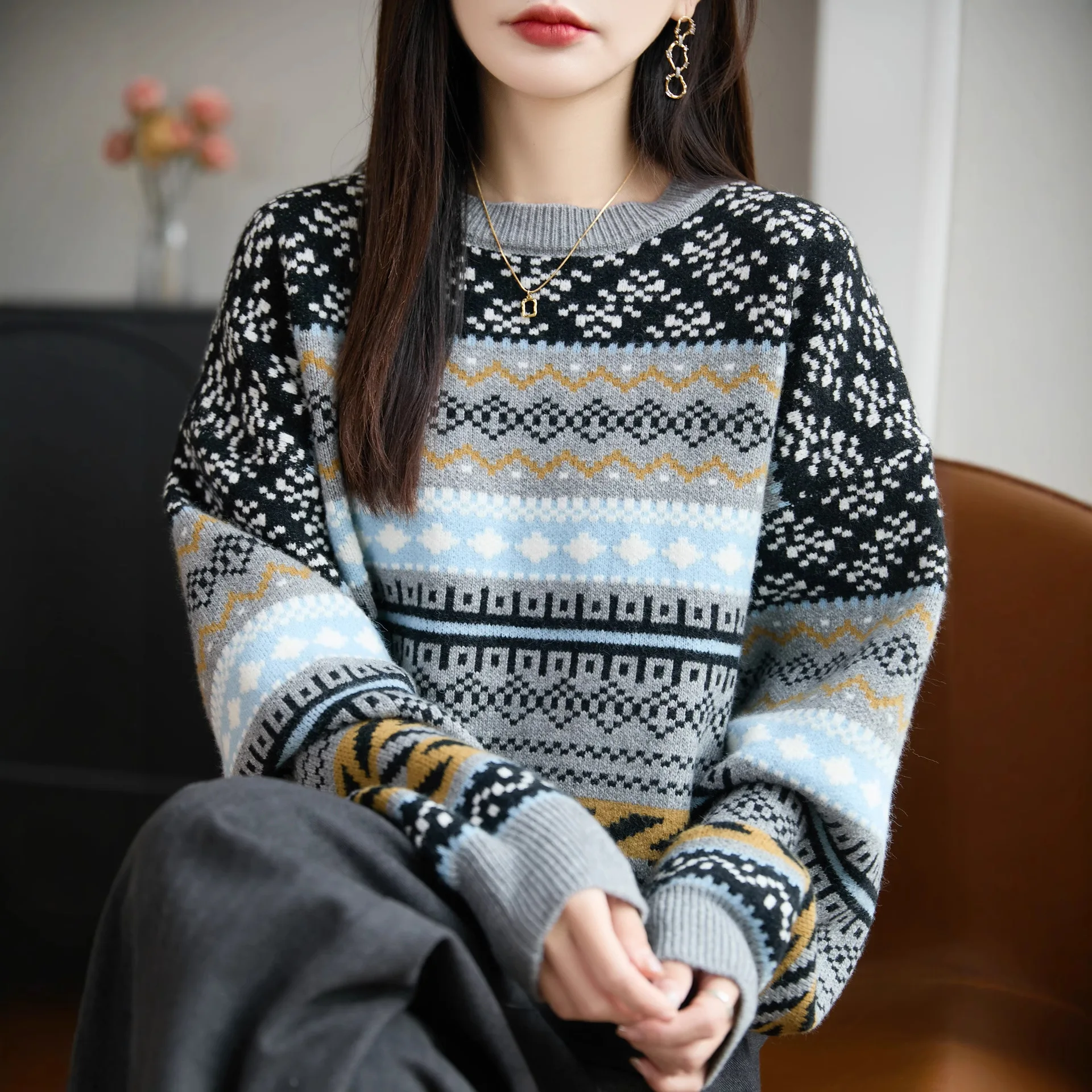 

Women's Sweater Autumn Winter Warm Thick Knitted Pullovers Fashion Korean Bottoming Shirt Innerwear Casual Loose Sweaters 2026