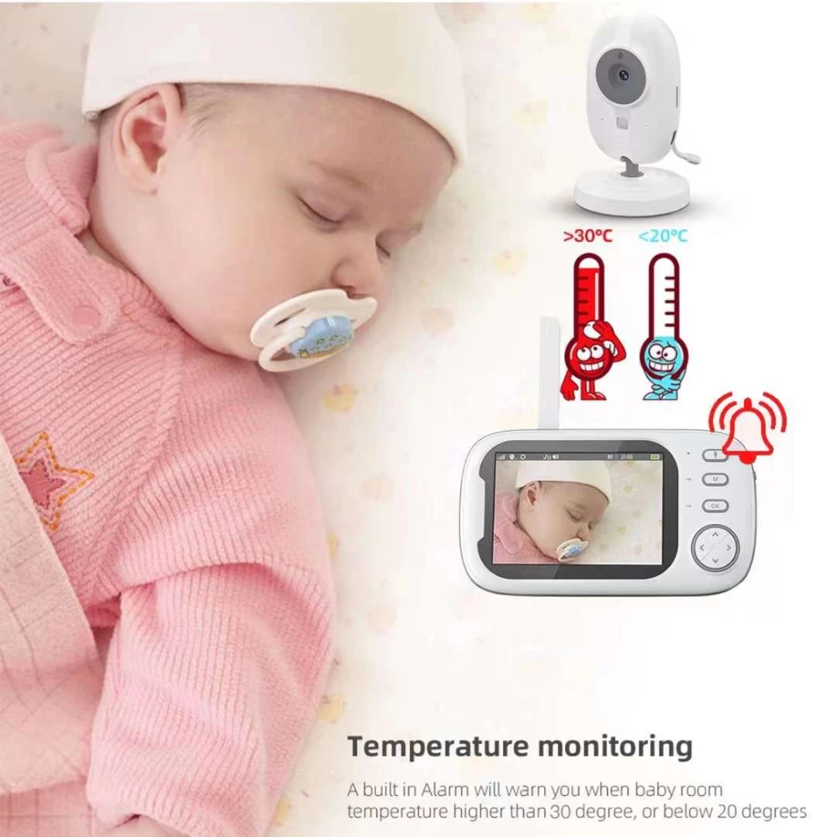 New 3.5 inch Wireless Video Baby Monitor Night Vision Temperature Monitoring 2 Way Audio Talk Baby Nanny Security Camera