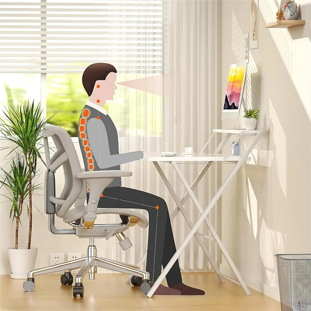 مكتب قابل للطي مكون من طبقتين، رف مكتب كمبيوتر مدمج لتوفير المساحة، طاولة قابلة للطي للاستخدام في المنزل والمكتب #6