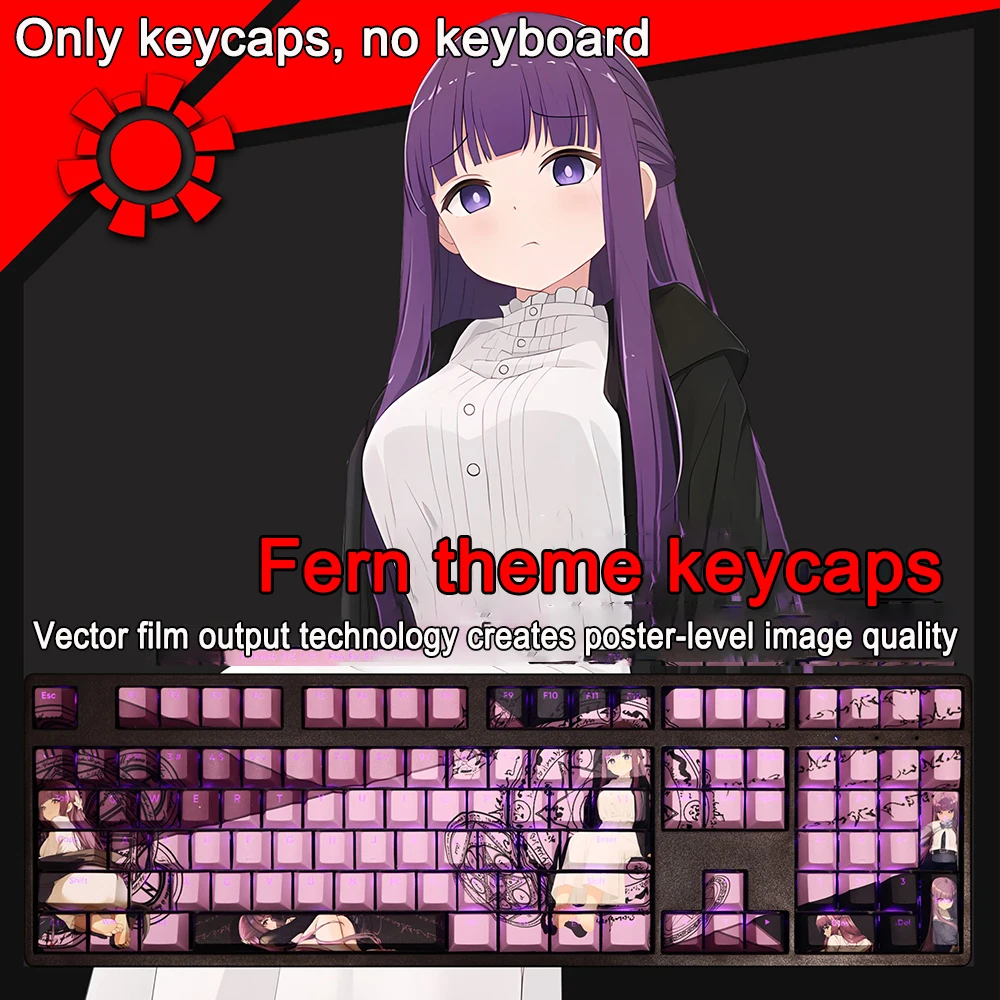 Keycap 108 Keys/set Frieren Beyond Journey's End Keycap PBT Backlit Keycaps Cartoon Anime Gaming Key Caps For ANSI 61 87 104 108