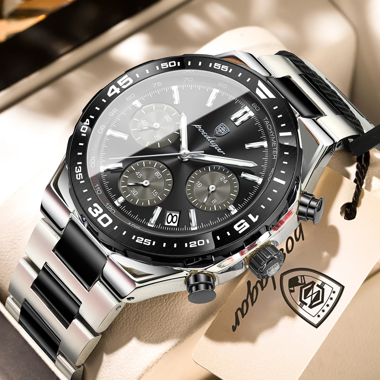 POEDAGAR Fashion Creative Men's Quartz Watch Waterproof Luminous Sport Man Clock Date Chronograph Business Watches For Men Reloj image 3