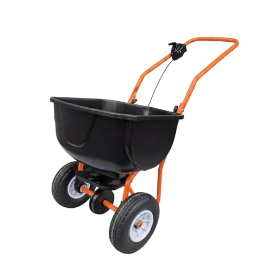 

Fertilizer Spreader, Walk Behind Seed Spreader, 70LBS Capacity, Adjustable Flow Control, 8 in All Terrain Pneumatic Tires, 0–10F