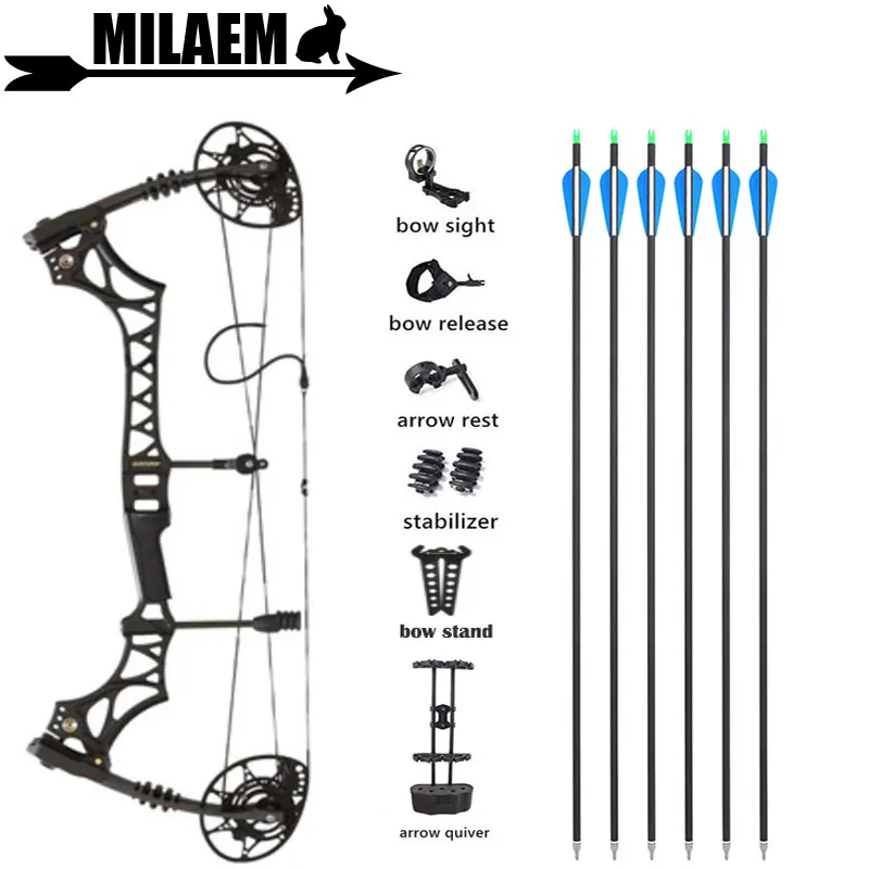 

Archery M128 Compound Bow and Arrow Set Carbon Arrow Spine 500 Adjustable 30-70lbs Hunting Bow Compound Bow Shooting Accessories