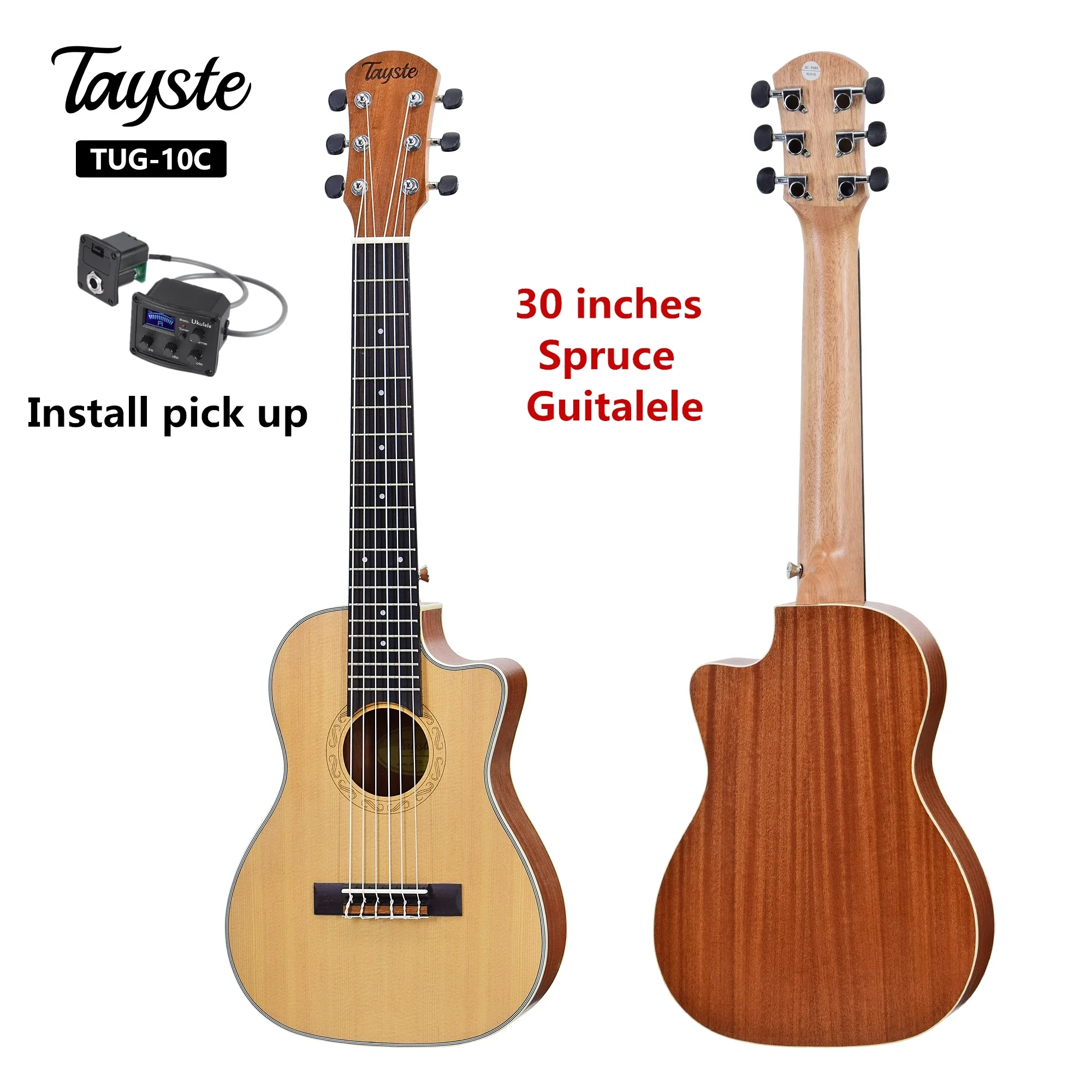 Guitalele Guilele 30 Inches Spruce Cutaway Mini Electric Guitarlele Baritone Acoustic Guitars 6 Strings Ukulele Travel Guitar