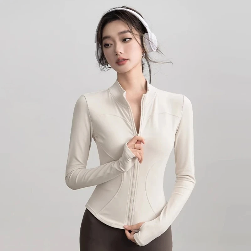 Yoga Clothes For Women Slim Running Sports Tops Quick Drying Long Sleeved Tight Sun Protection Clothing Thin Sunscreen Jacket