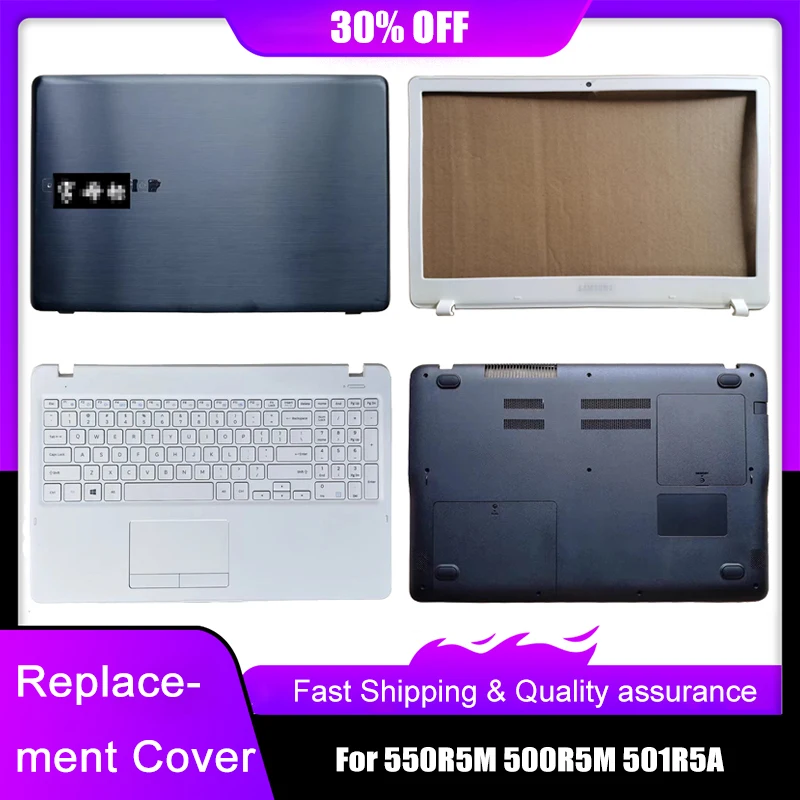 New Laptop LCD Back Top Cover For Samsung NP 550R5M 500R5M 501R5A   Front Bezel Palmrest With keyboard Bottom Case Black White