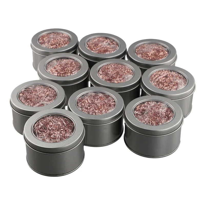 Nettoyeurs de pointes à souder ABLU-10X, boule de nettoyage à dessouder, fer à souder, filtre à mailles, boîte de scories en métal avec boîte